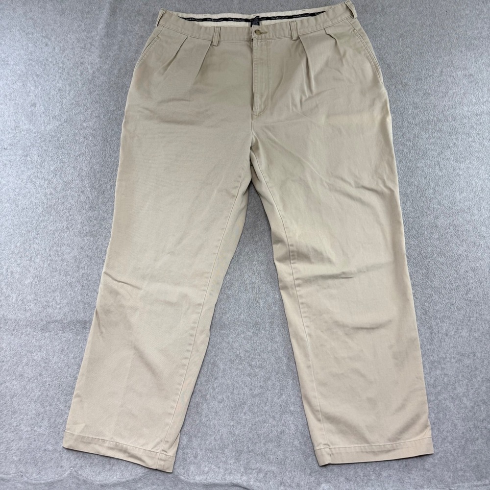 Polo Ralph Lauren Chino Pants Mens 40x30 Khaki Tan Pleated Cotton Twill 91688